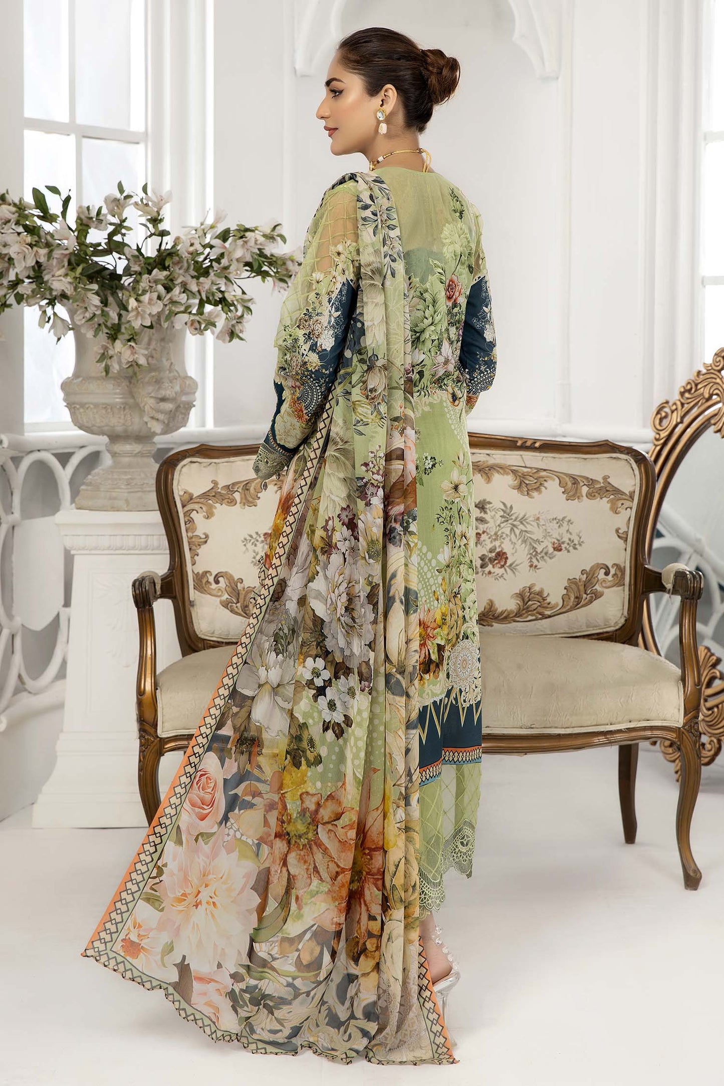 Olive Green - Chikankari Lawn 3PC