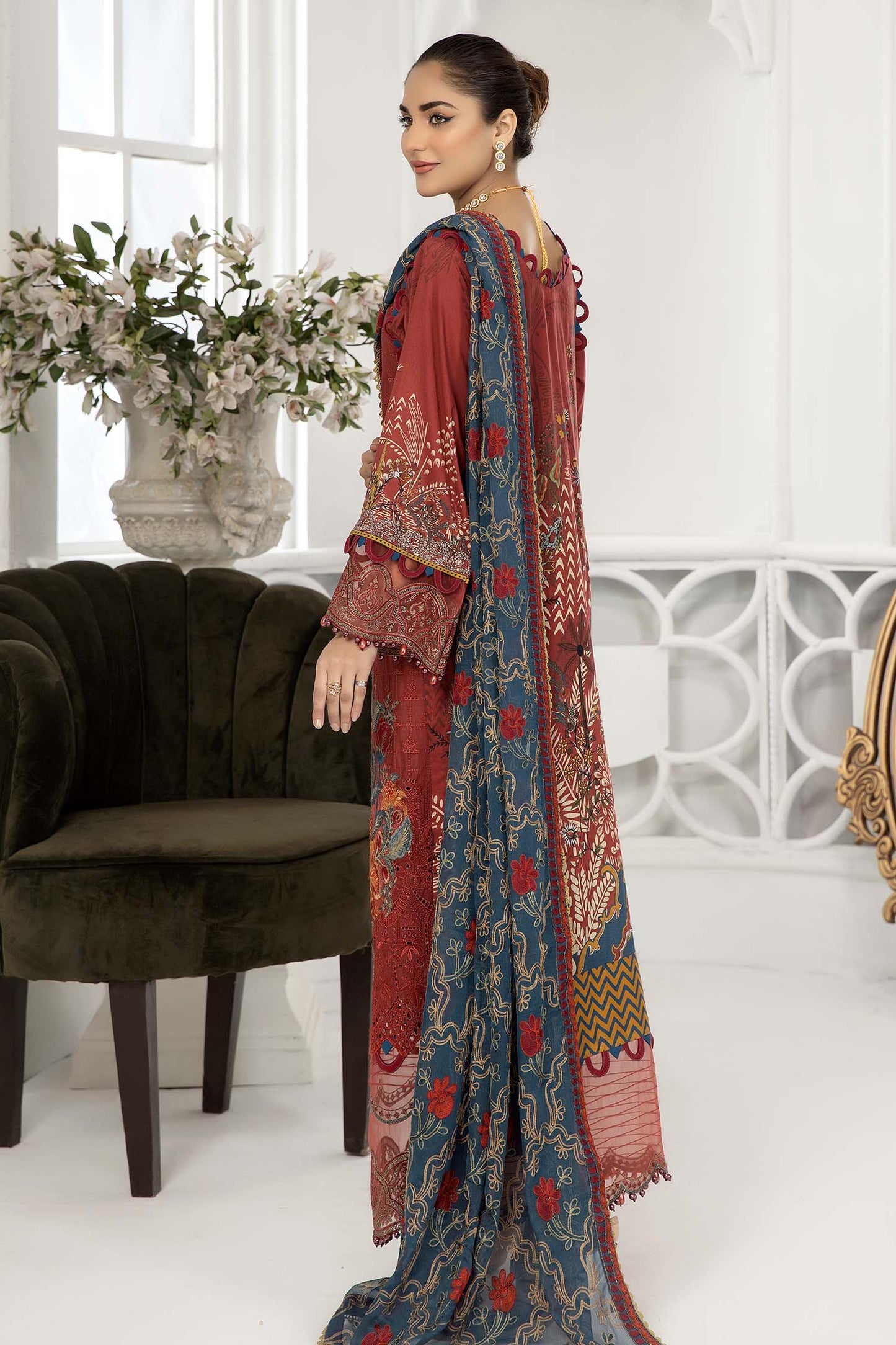 Persian Plum - Chikankari Lawn 3PC