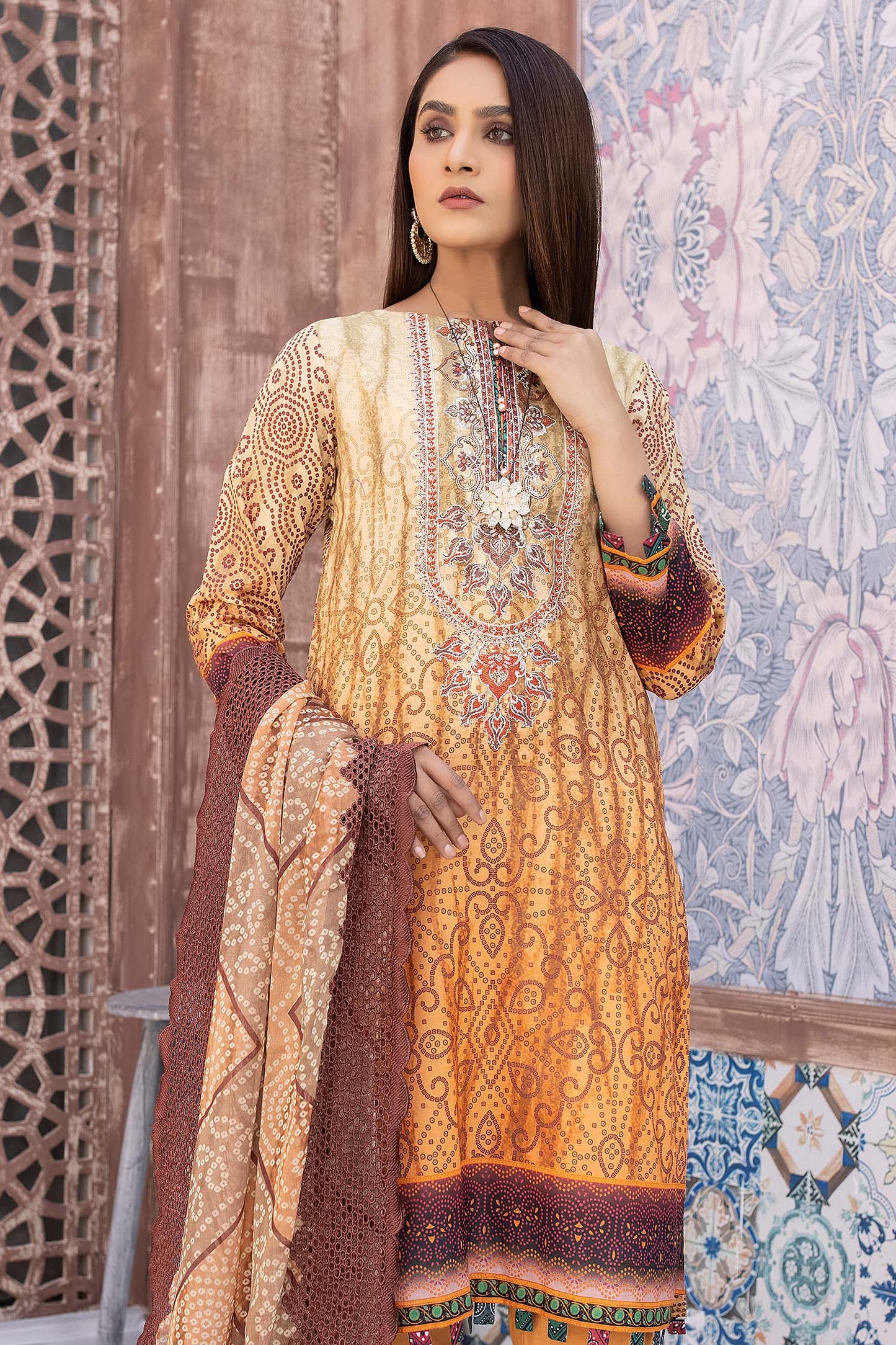 Maize - Digital Printed & Embroidered Lawn