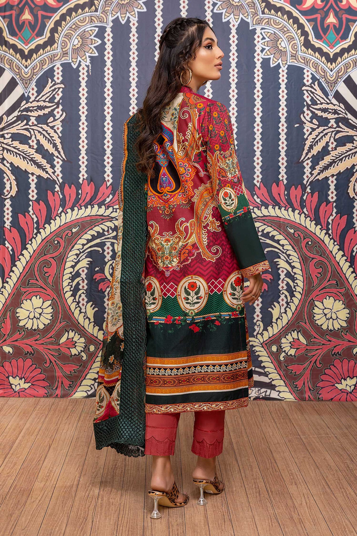 Chic Red - Printed & Embroidered Lawn Pret 3PC