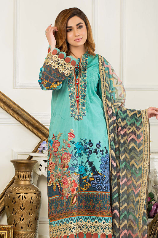 Downy - Digital Printed & Embroidered Swiss Lawn