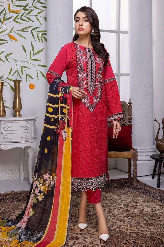 Cardinal - Chikankari Embroidered Lawn Stitched 3PC