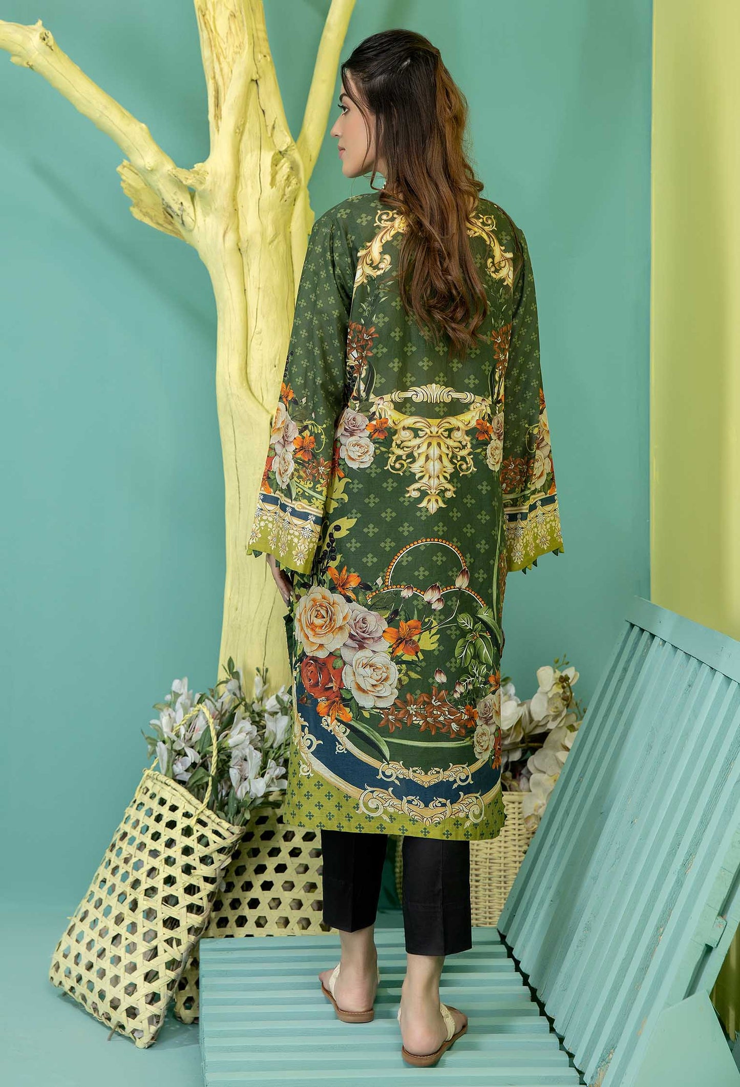 Lunar Green - Stitched Lawn Shirt