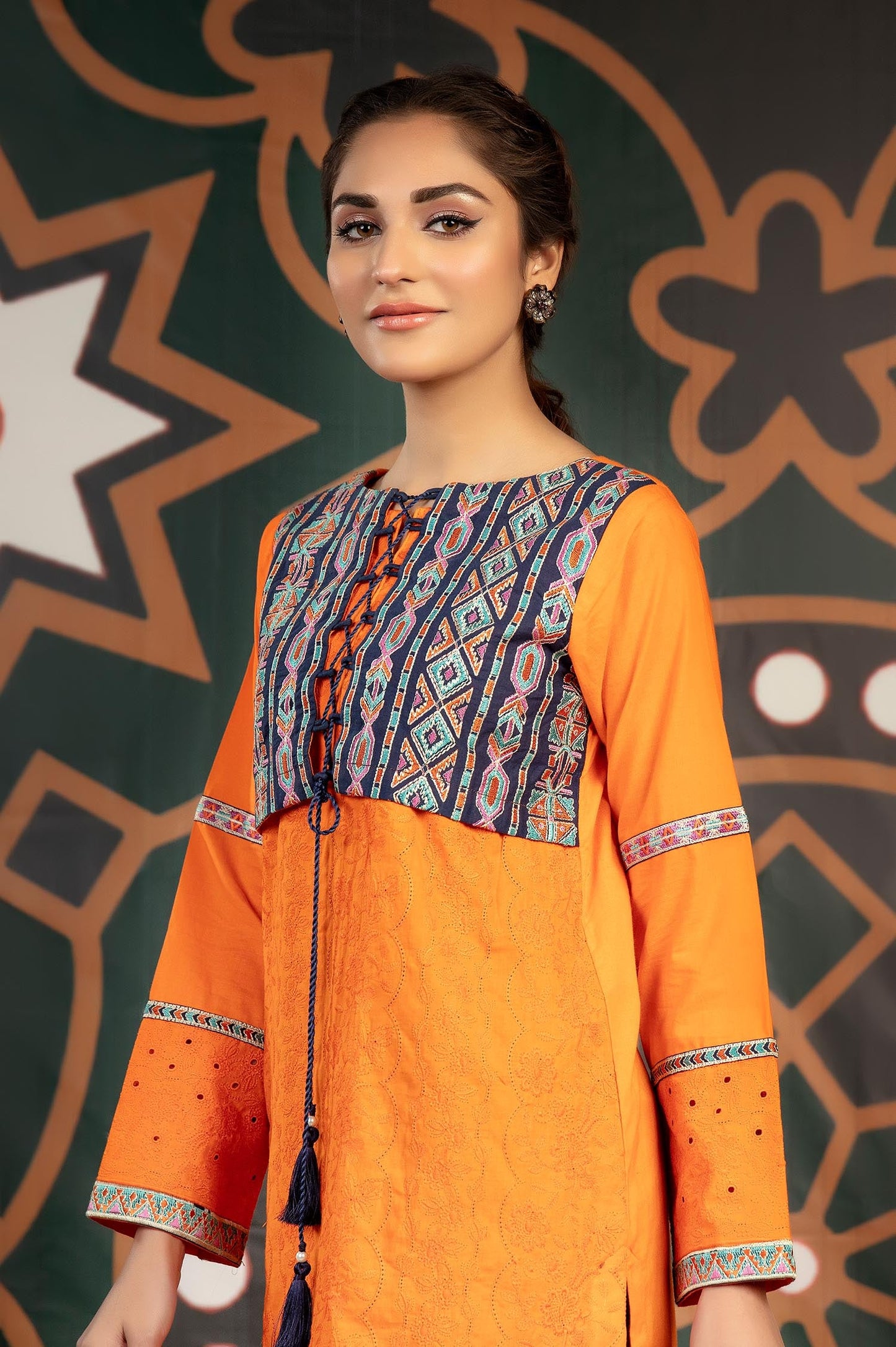 Neon Carrot - Exclusive Embroidered Lawn Stitch Kurti