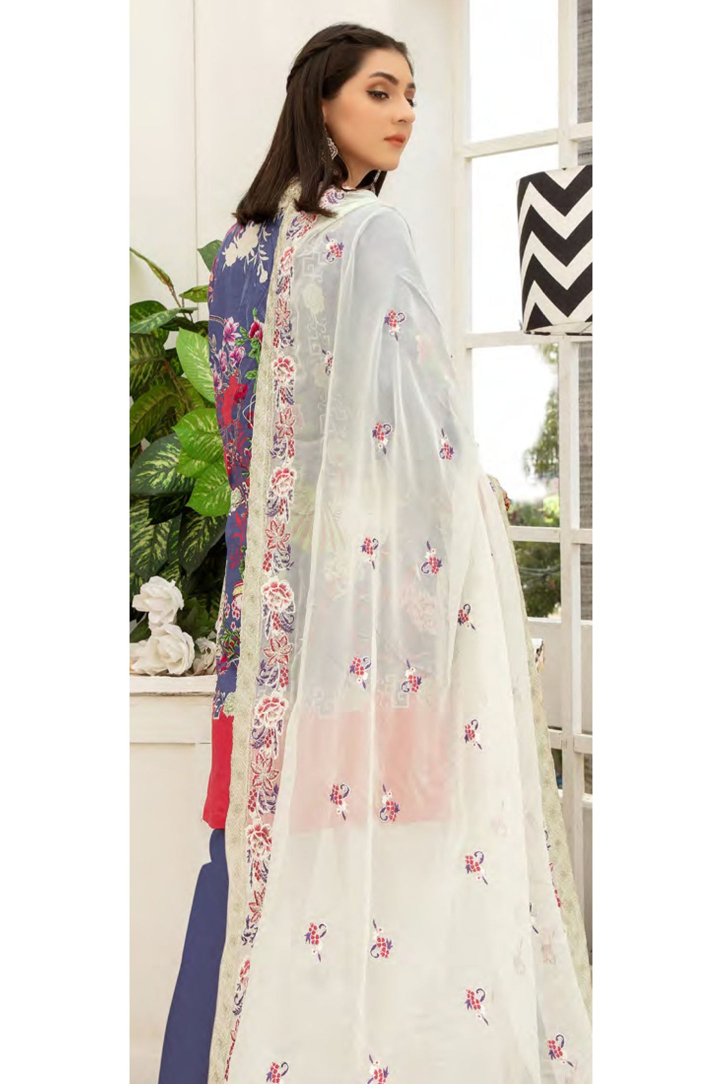 Allium - Digital Printed and Embroidered Suvic Chiffon