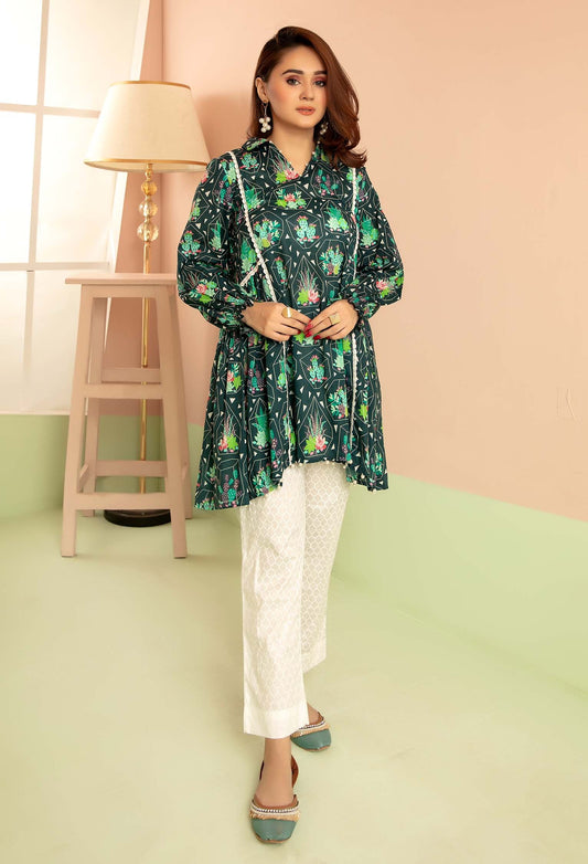 Greene - Digital Printed Stitched Lawn Kurti