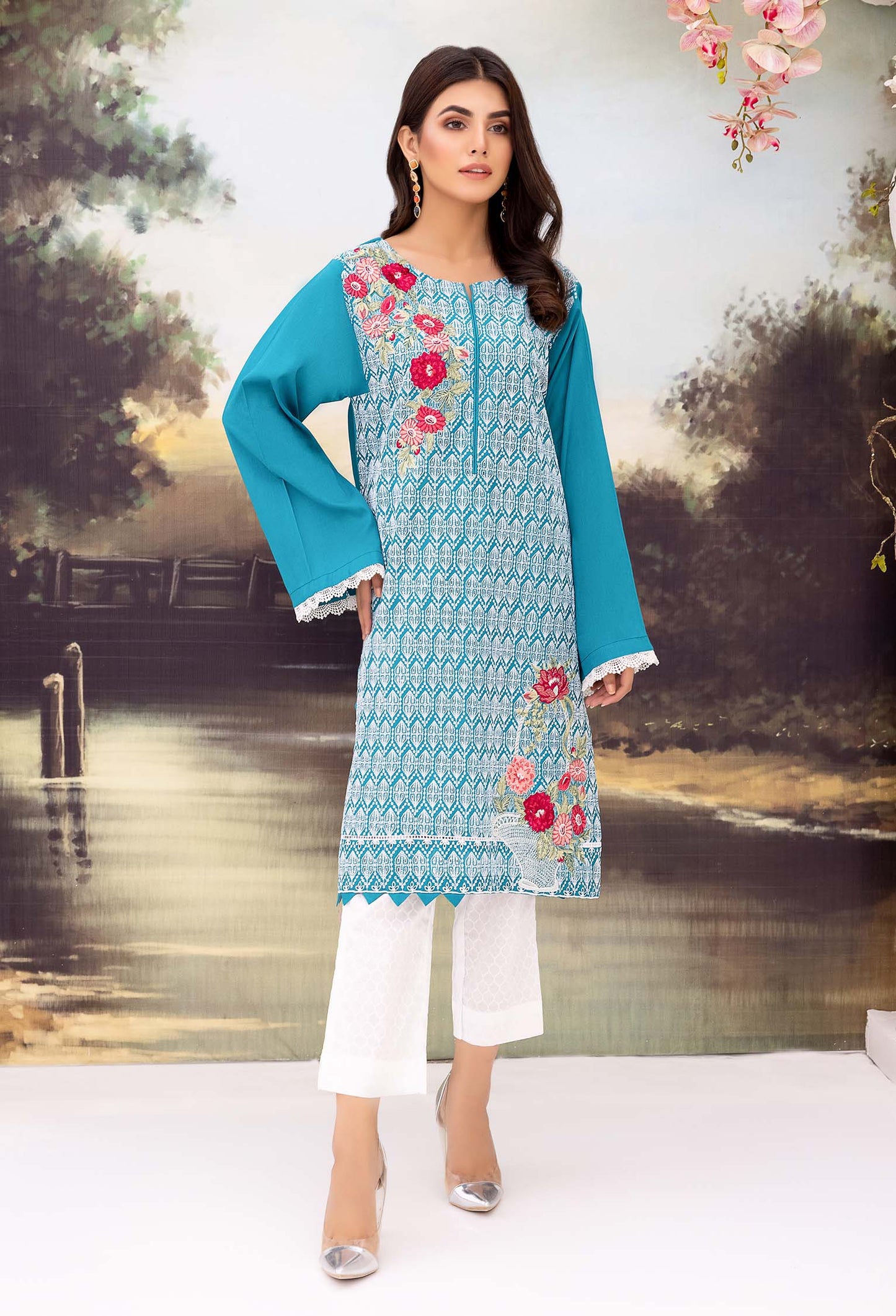 Enticing - Embroidered Schiflli Lawn Stitched