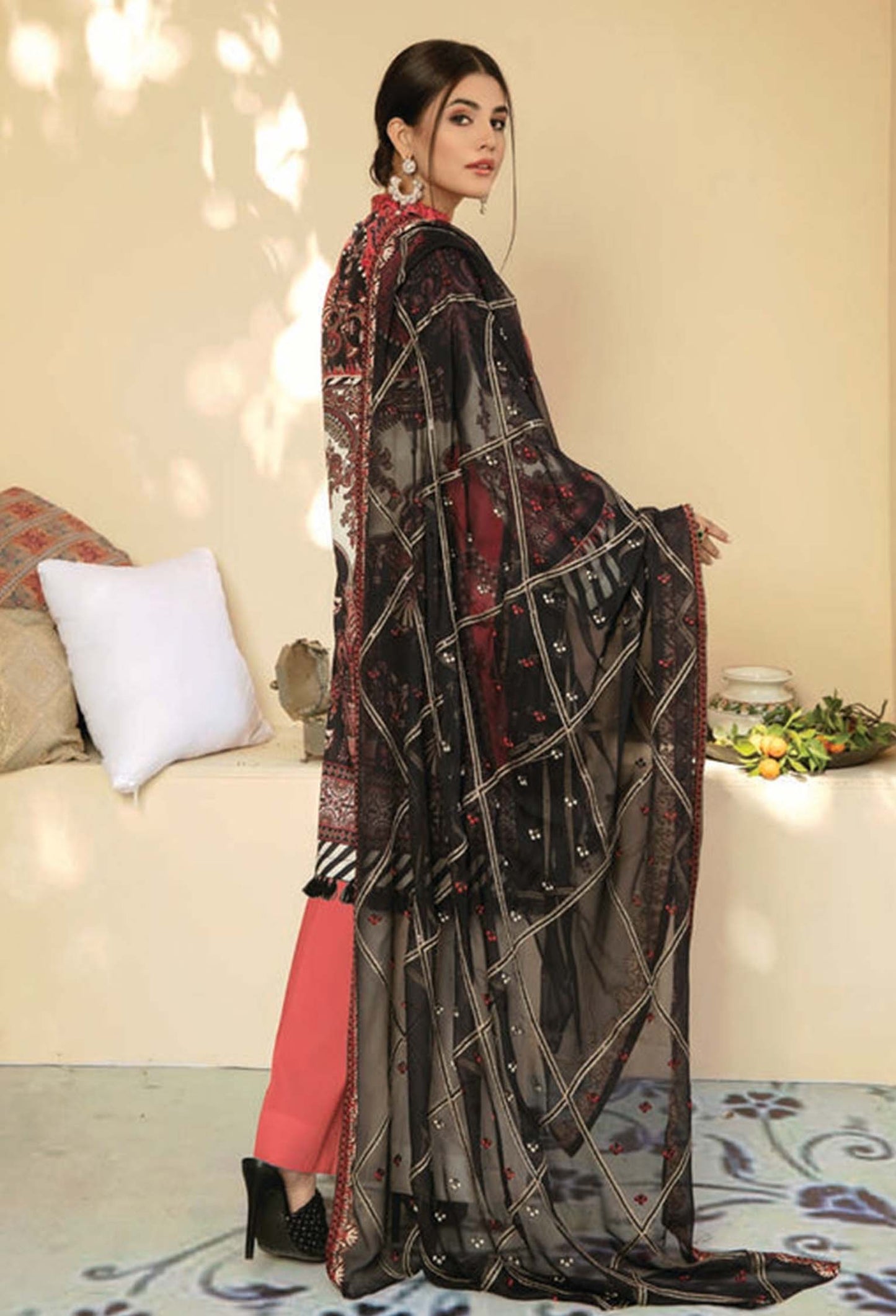 Brezil - Digital Printed And Embroidered Suvic Lawn