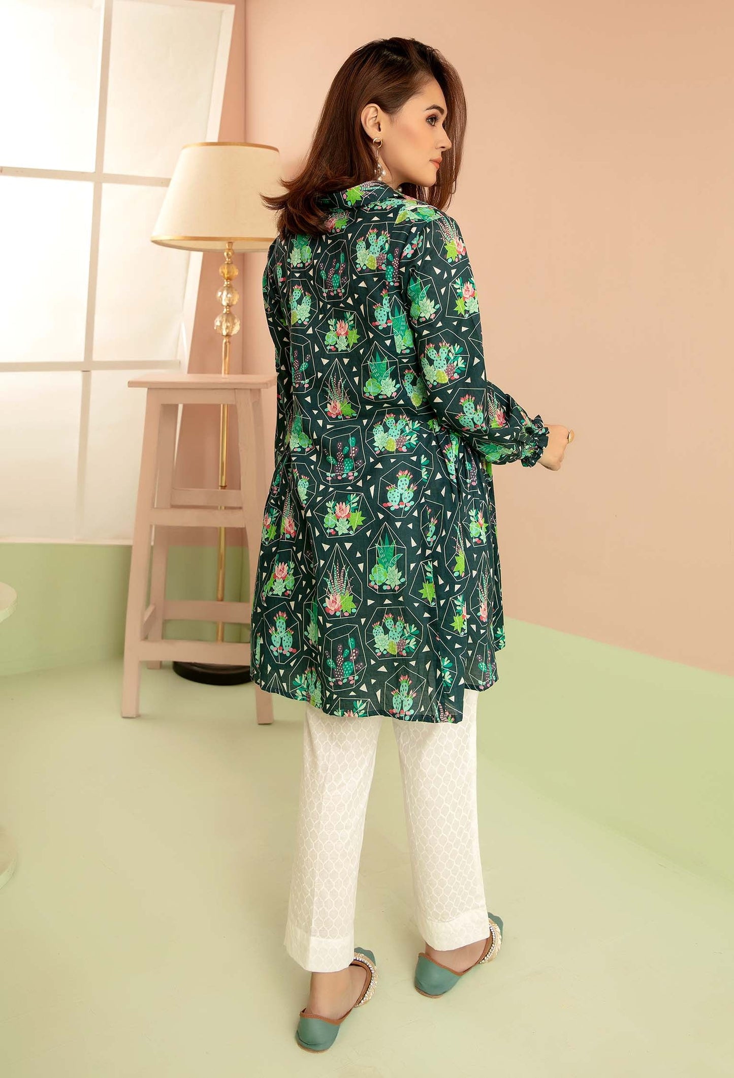 Greene - Digital Printed Stitched Lawn Kurti