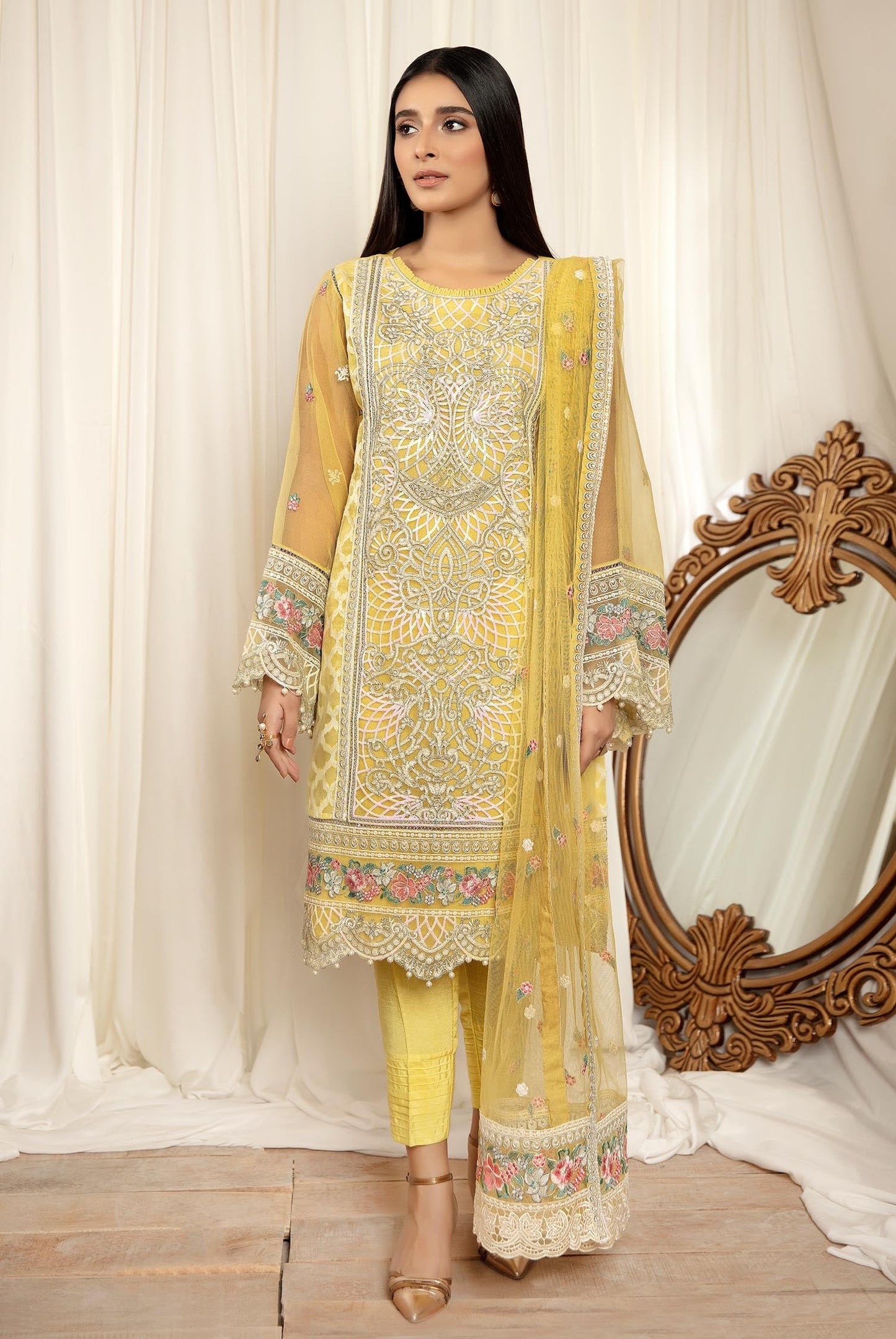 Daffodil - Stitched Embroidered Organza 3PC