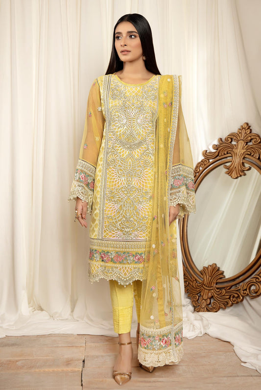 Daffodil - Stitched Embroidered Organza 3PC