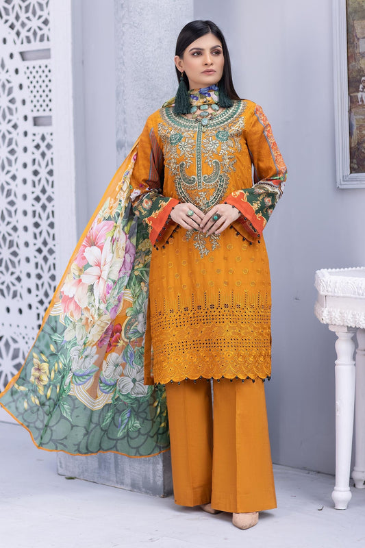 Fire Bazel - Embroidered Chikankari & Printed Lawn