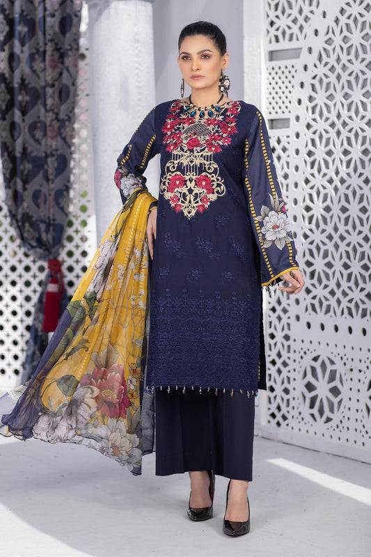 Violent Violet - Embroidered Chikankari & Printed Lawn