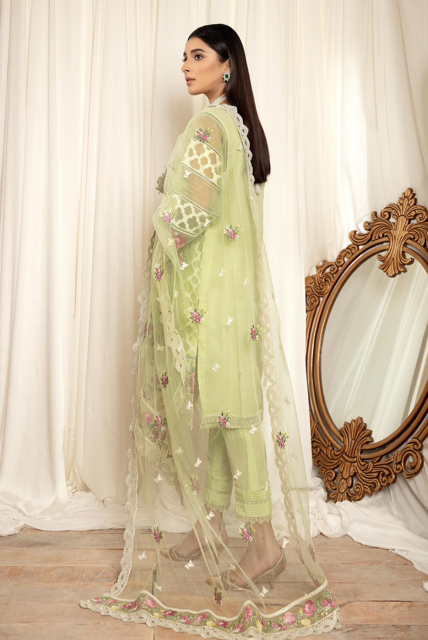 Pearl - Stitched Embroidered Organza 3PC