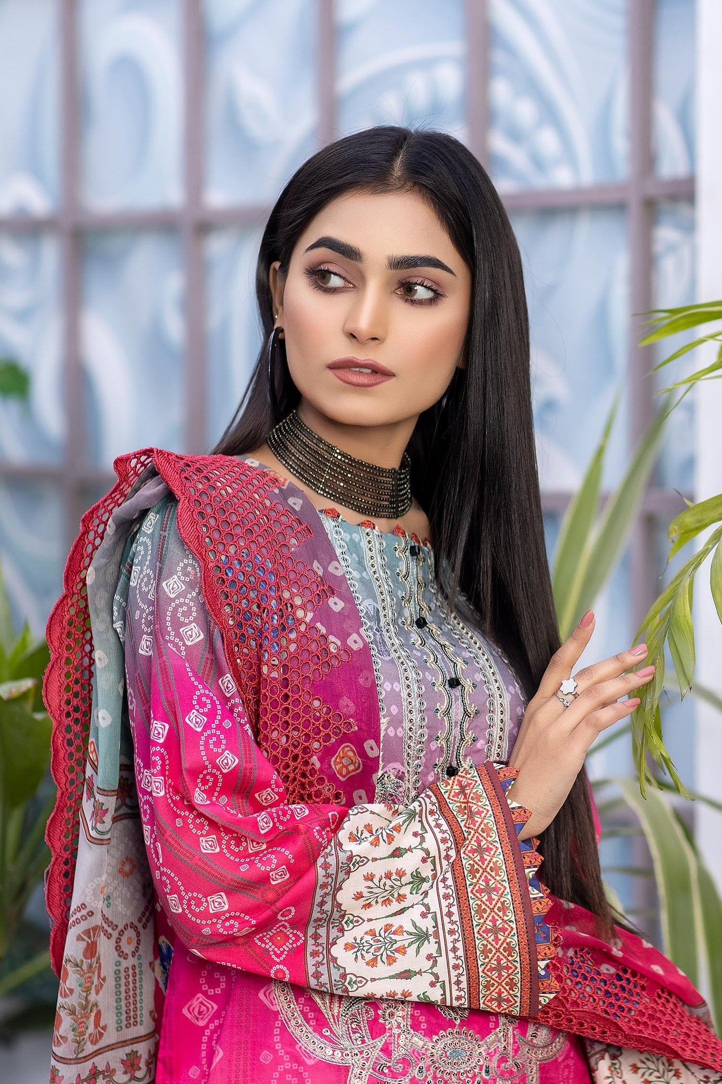 French Rose - Digital Printed & Embroidered Lawn