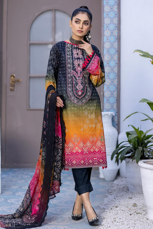 Limed Spruce - Digital Printed & Embroidered Lawn