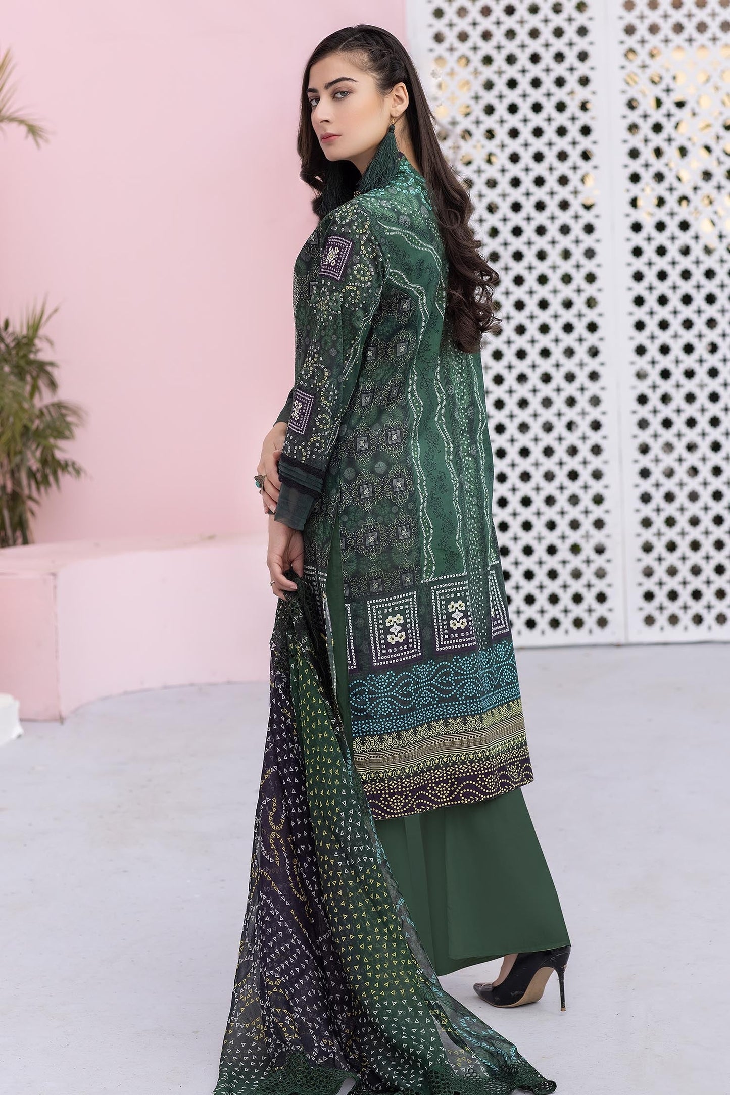 Charcoal - Digital Printed & Embroidered Lawn