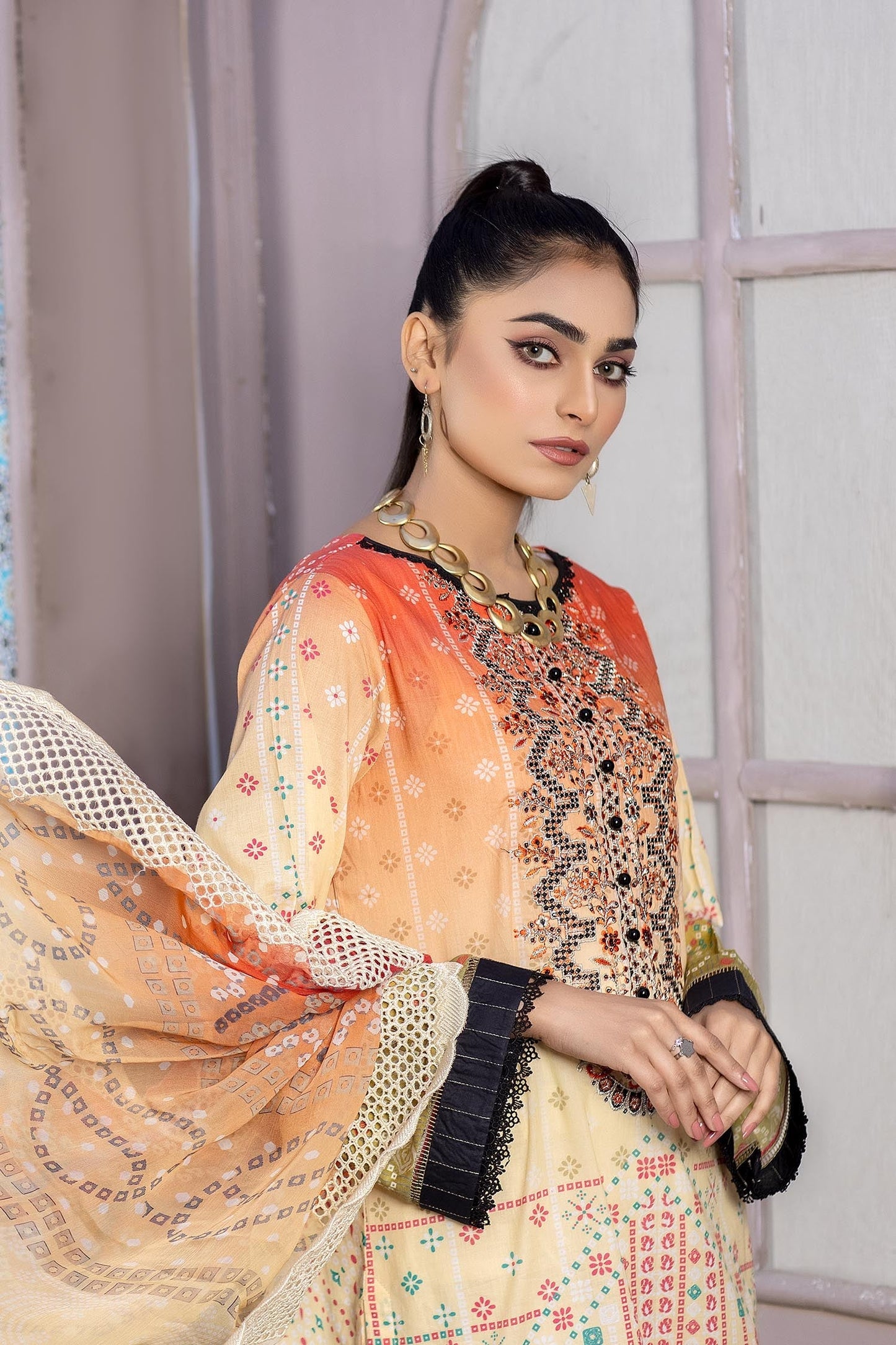 Desert Sand - Digital Printed & Embroidered Lawn