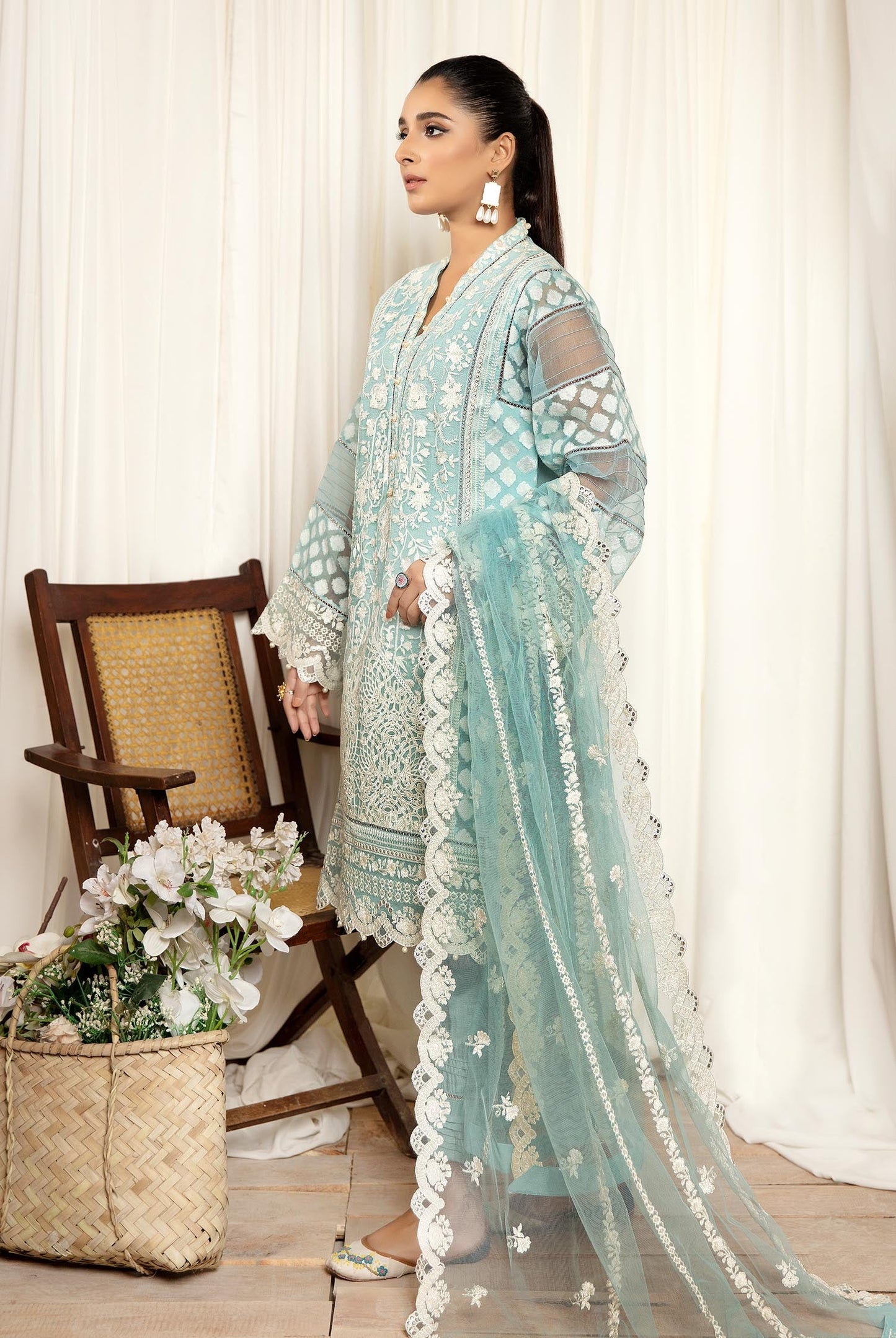 Sapphire - Stitched Embroidered Organza 3PC