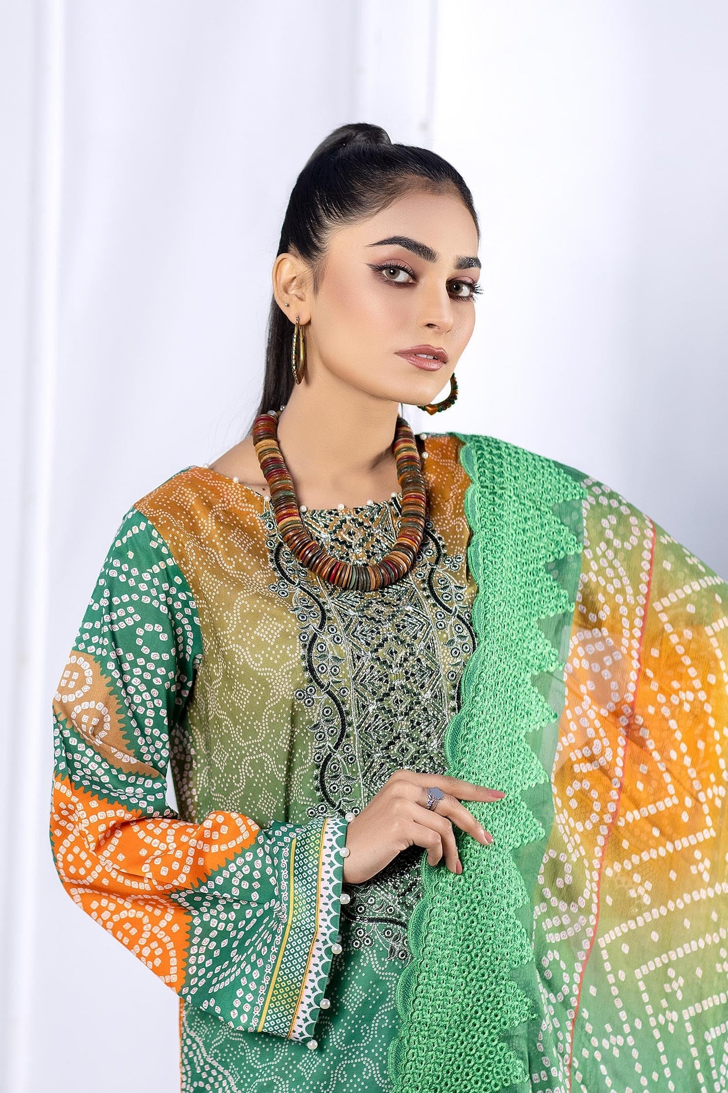 Greyish Teal - Digital Printed & Embroidered Lawn