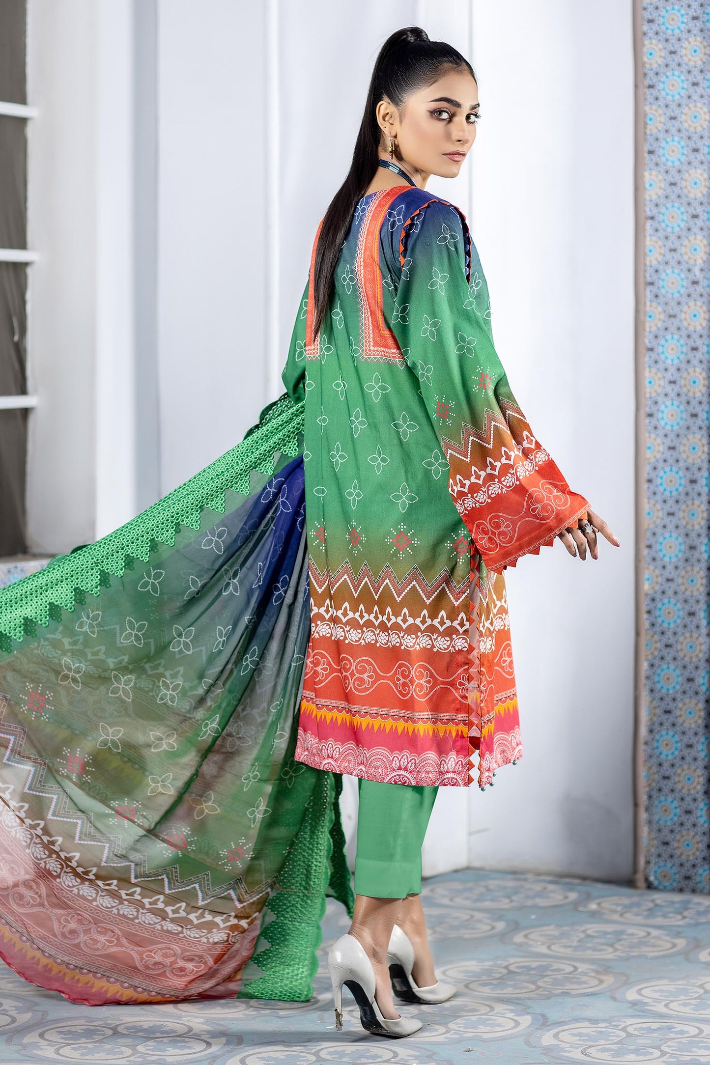 Silver Tree - Digital Printed & Embroidered Lawn
