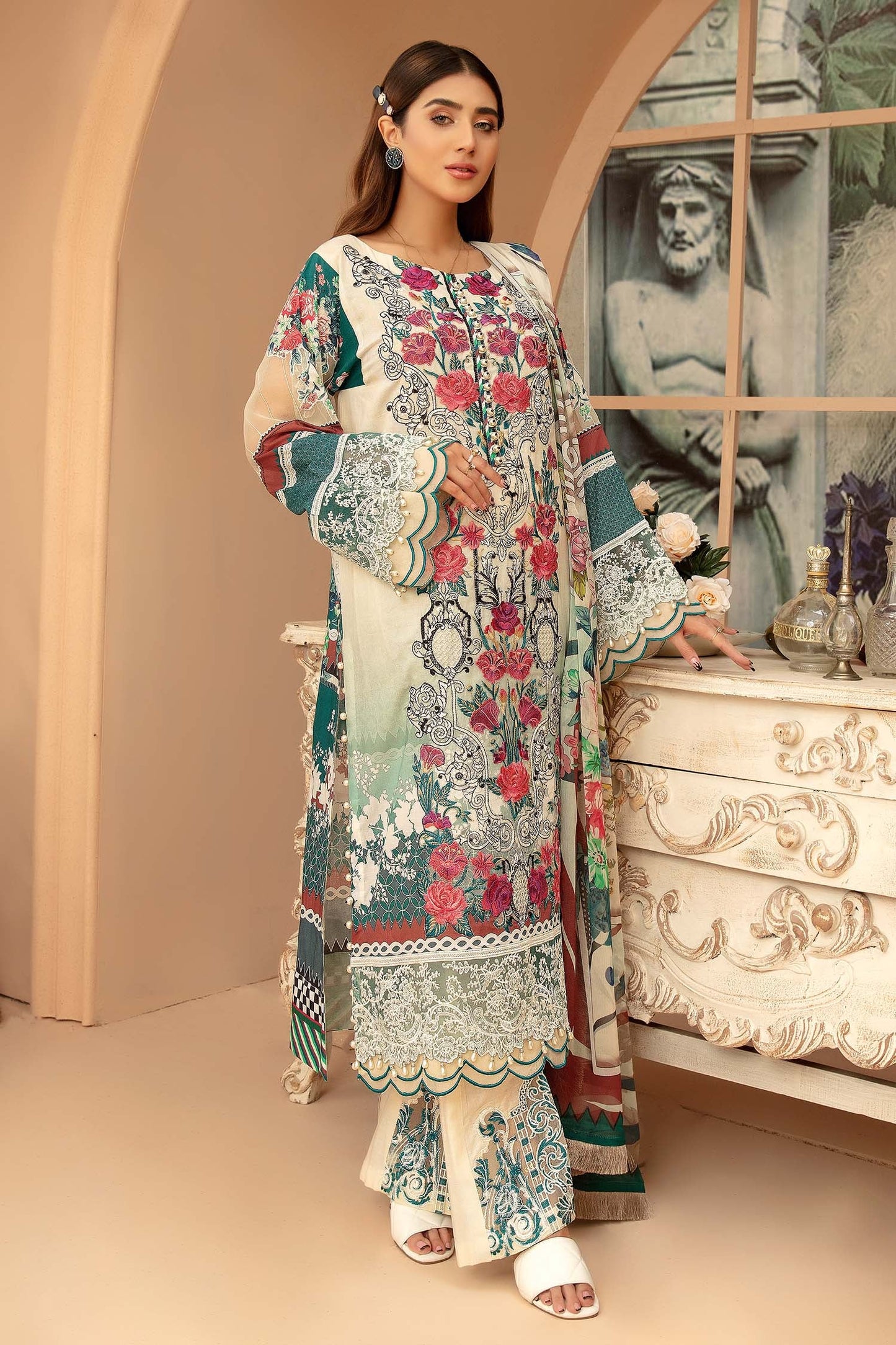 Morning Glory - Digital Printed & Embroidered 3PC