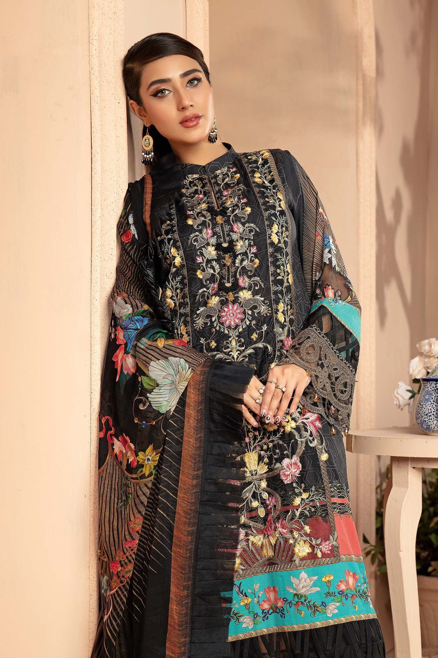 Midnight Ink - Digital Printed & Embroidered 3PC