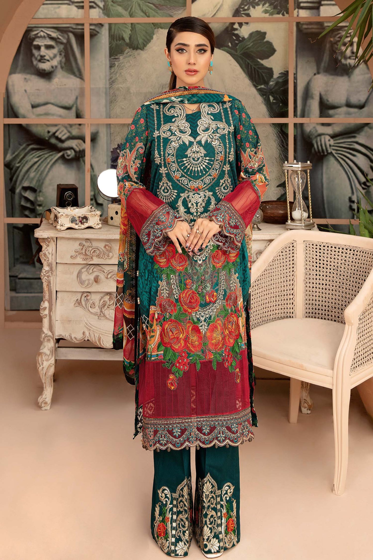 Cherished Moments - Digital Printed & Embroidered 3PC