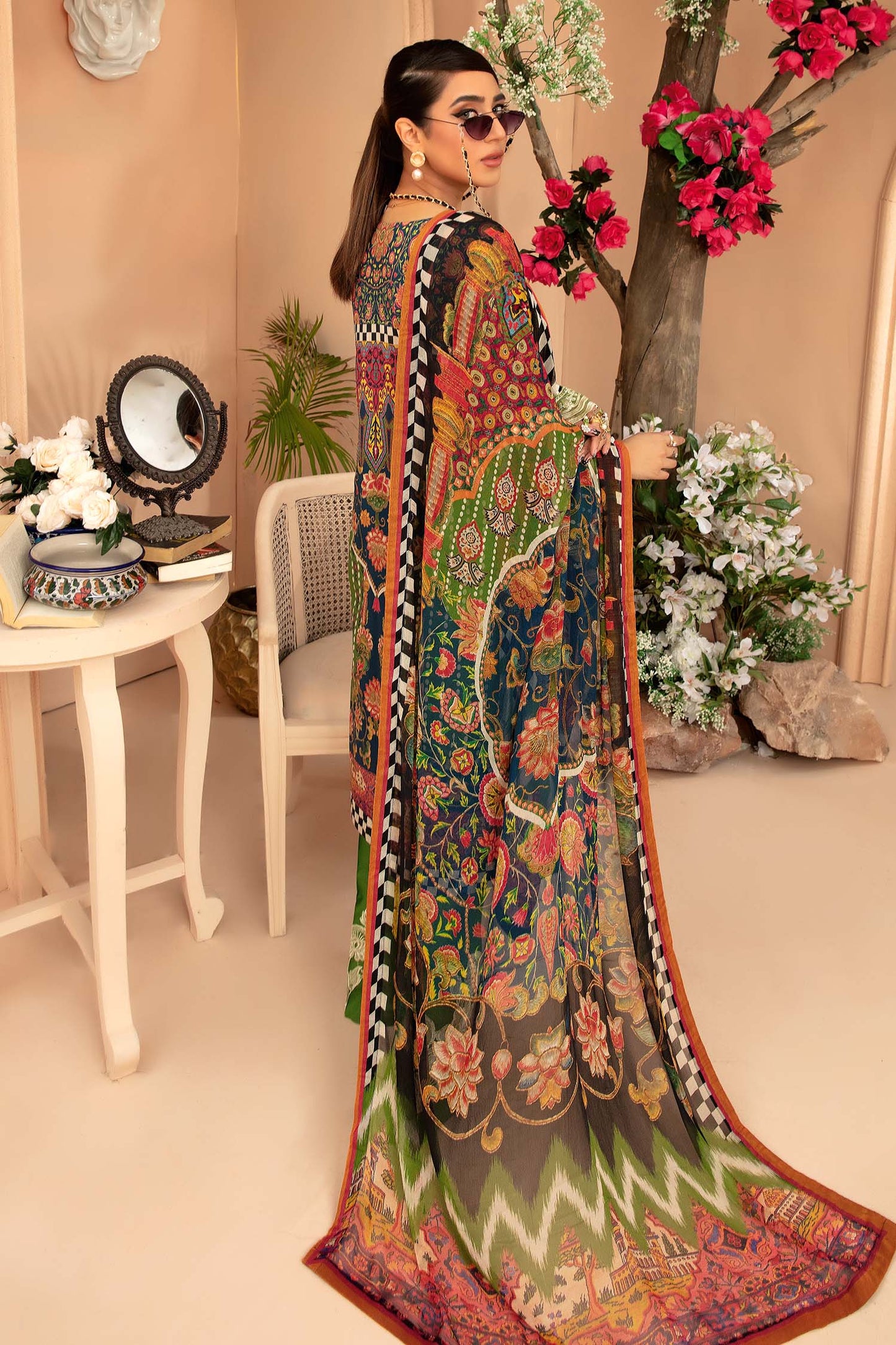 Mint Macaroon - Digital Printed & Embroidered 3PC