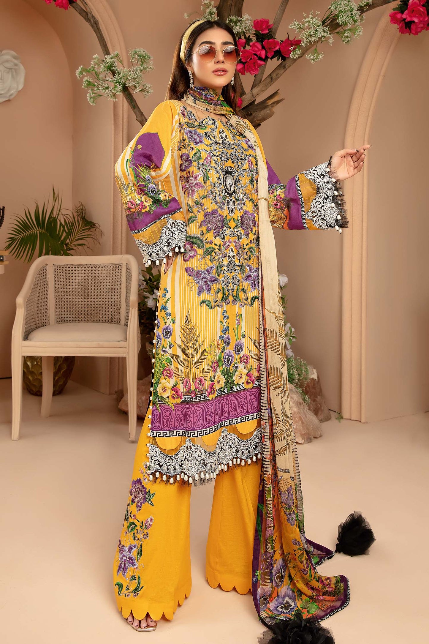 Lime Light - Digital Printed & Embroidered 3PC