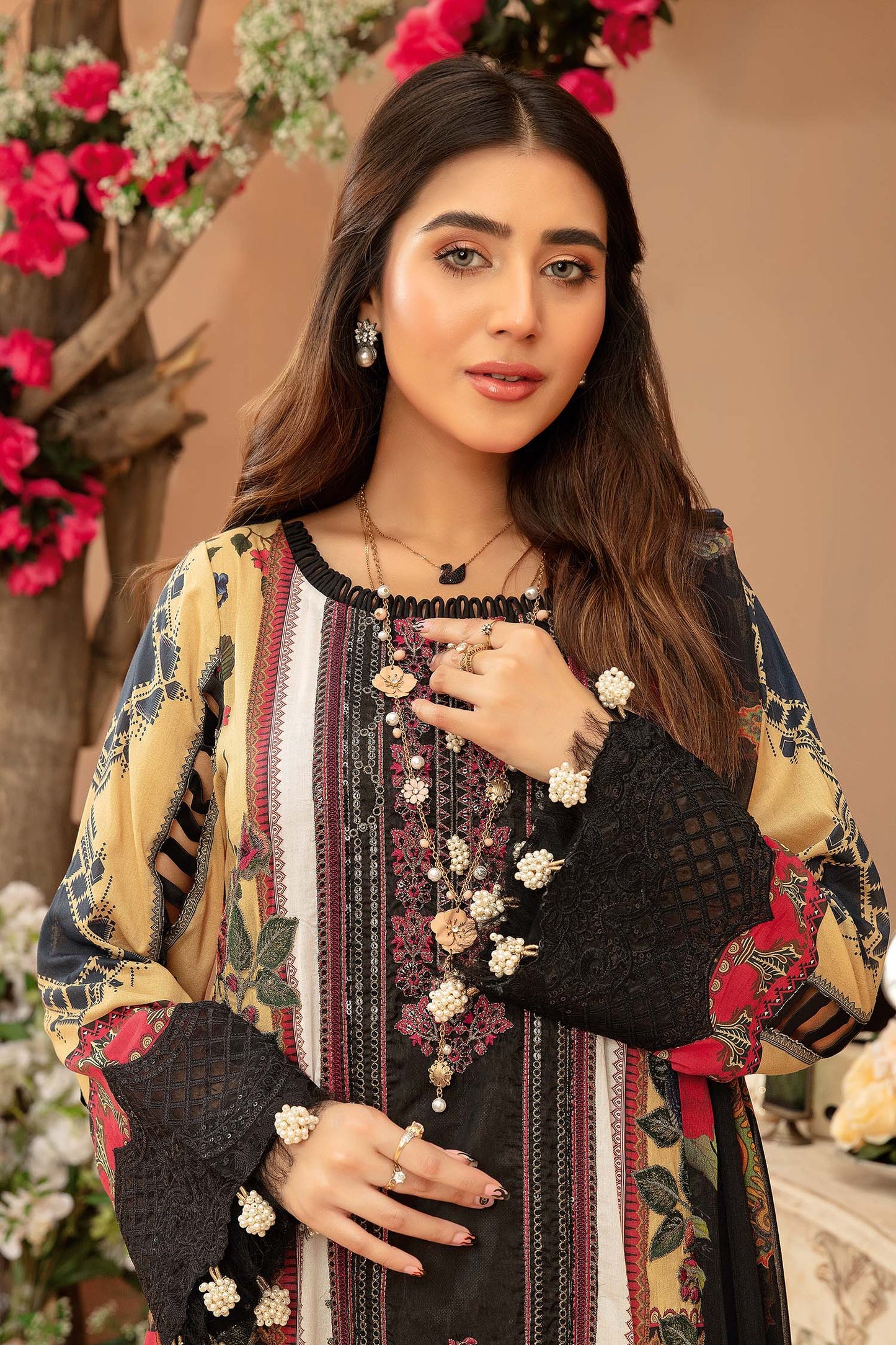 Fashion Blooms - Digital Printed & Embroidered 3PC