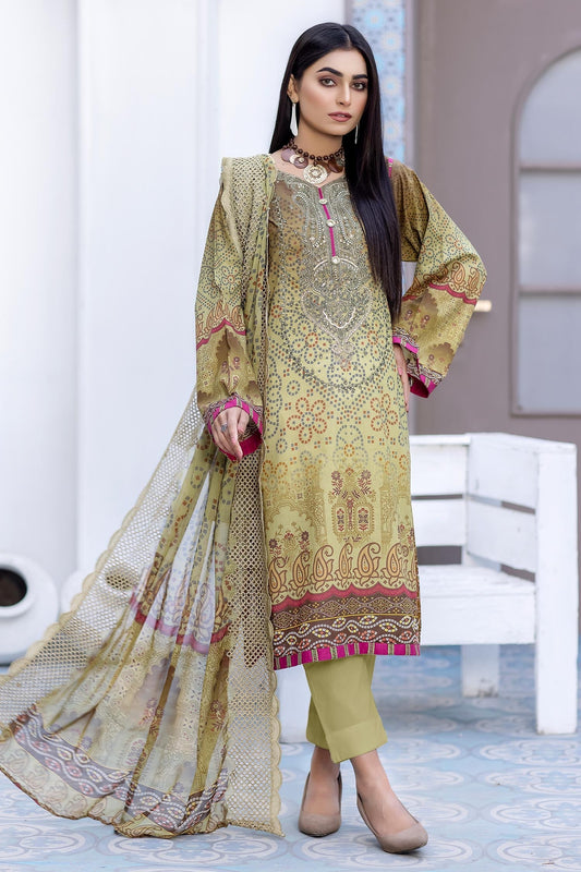 Winter Hazel - Digital Printed & Embroidered Lawn