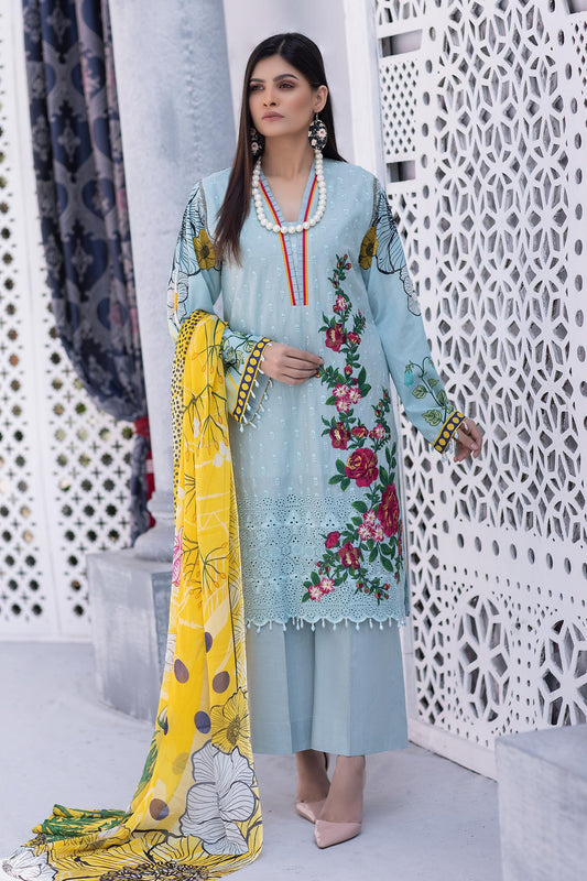 Blue Bayoux - Stitched Printed & Embroidered Lawn
