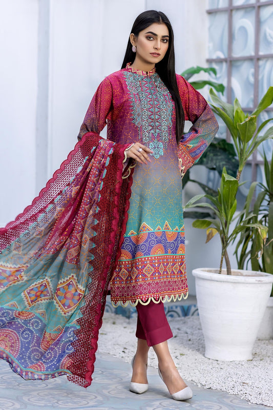 Boysenberry - Digital Printed & Embroidered Lawn