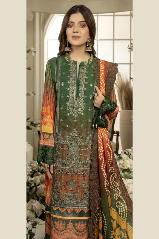 Hazen - Digital Printed & Embroidered Swiss Voil 3PC