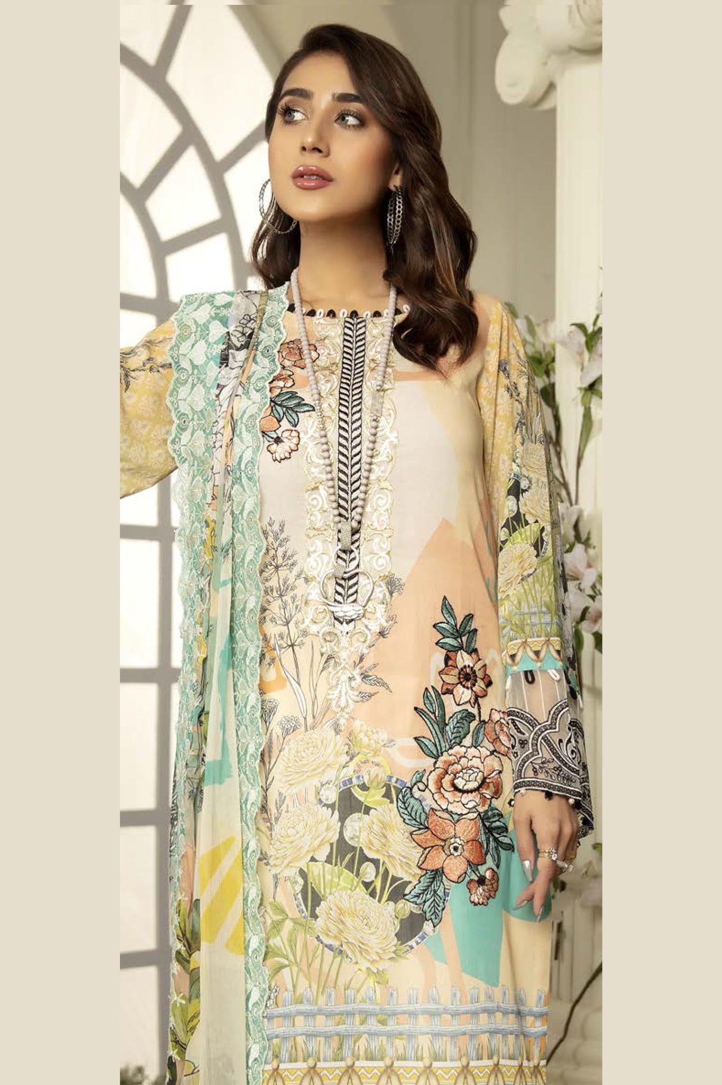 Conit - Digital Printed & Embroidered Swiss Voil 3PC