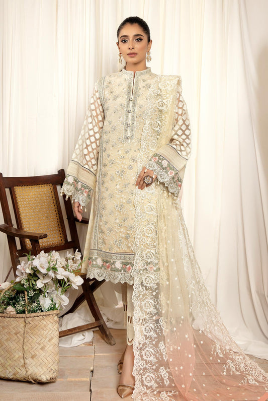 Ivory - Stitched Embroidered Organza 3PC