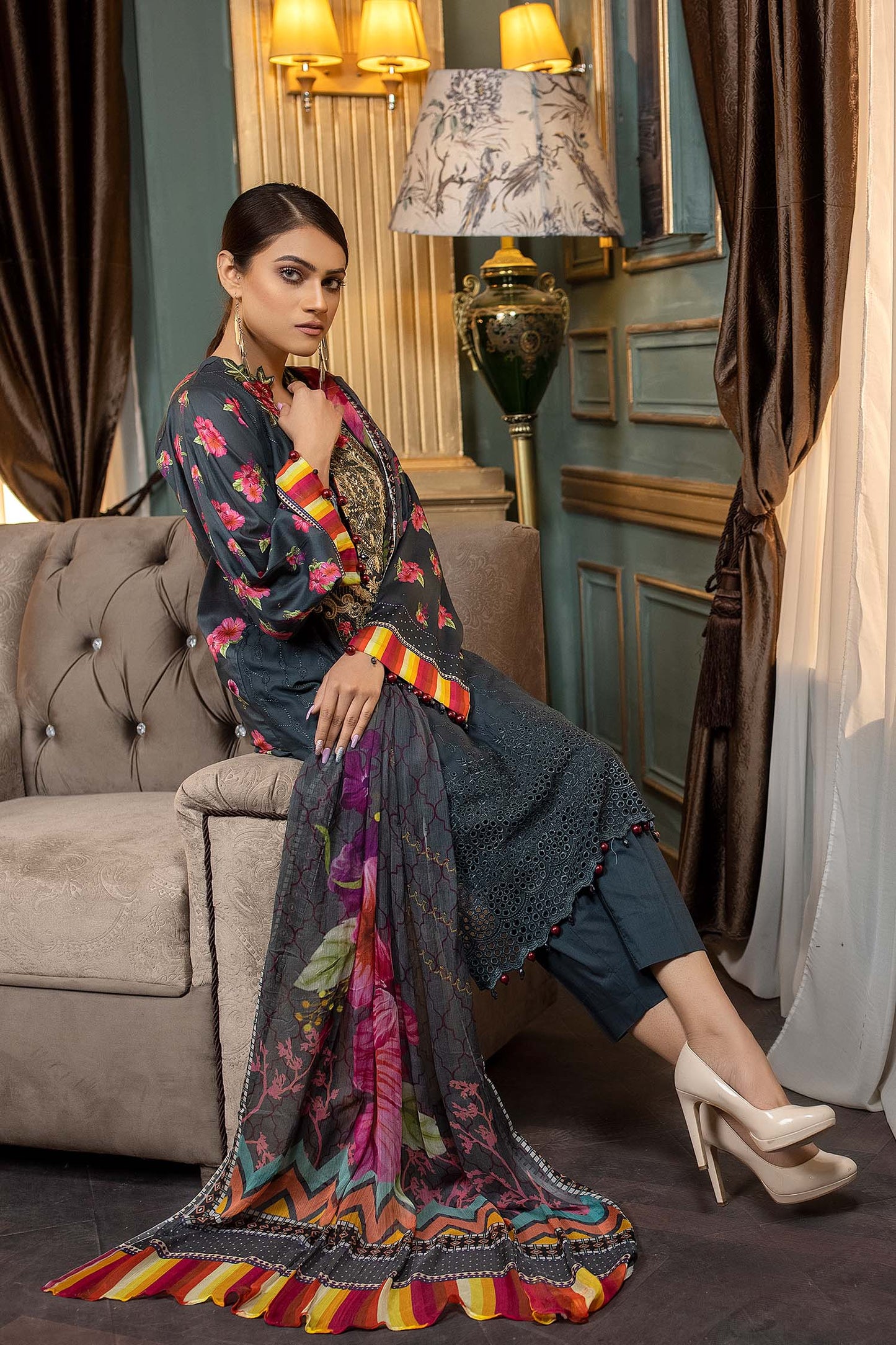 Limed Spruce - Embroidered & Printed Lawn