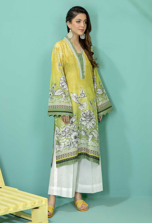 Greenish Beige - Stitched Lawn Shirt