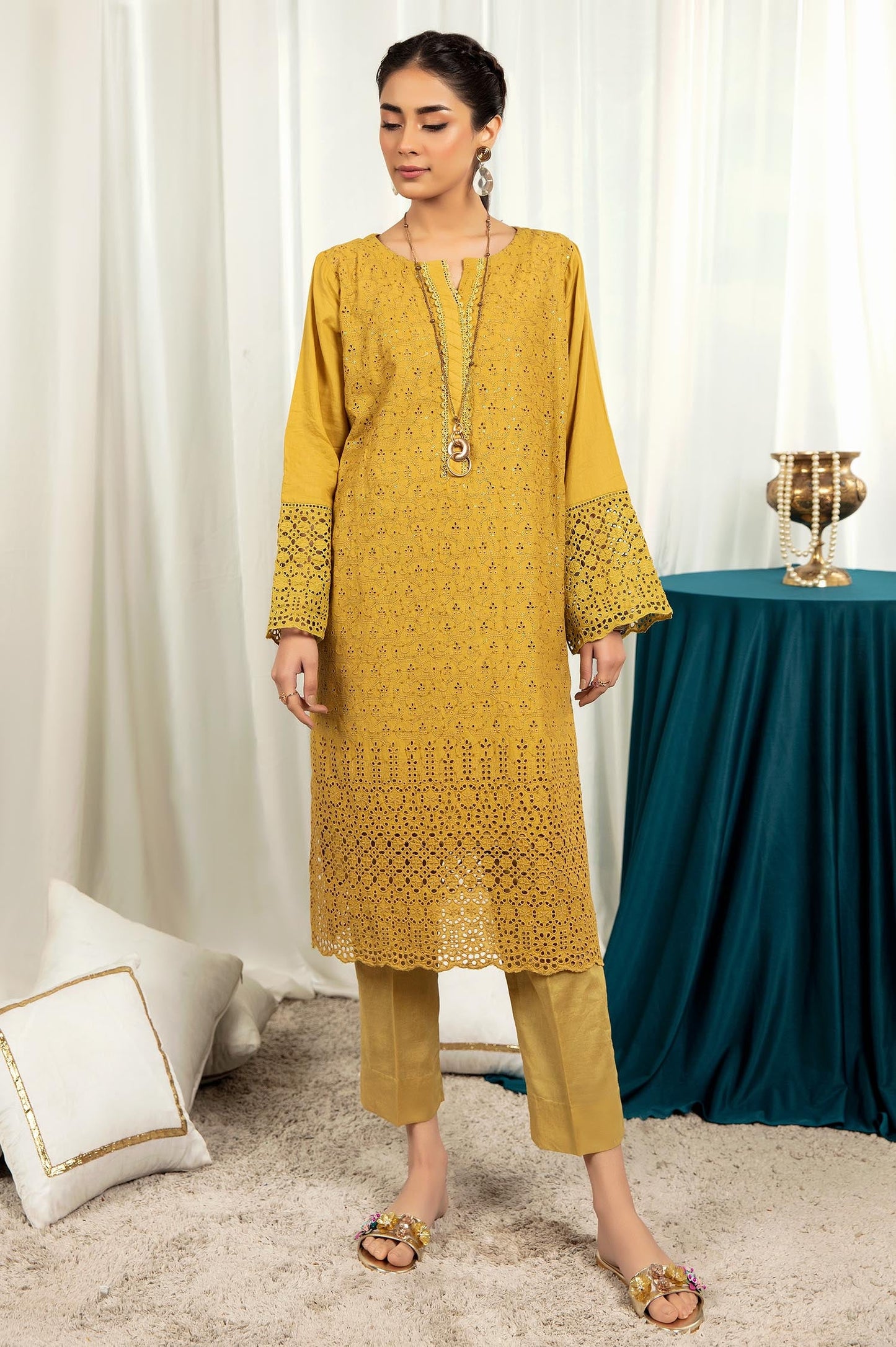 Brandy Punch - Embroidered Stitch Chikankari Kurti