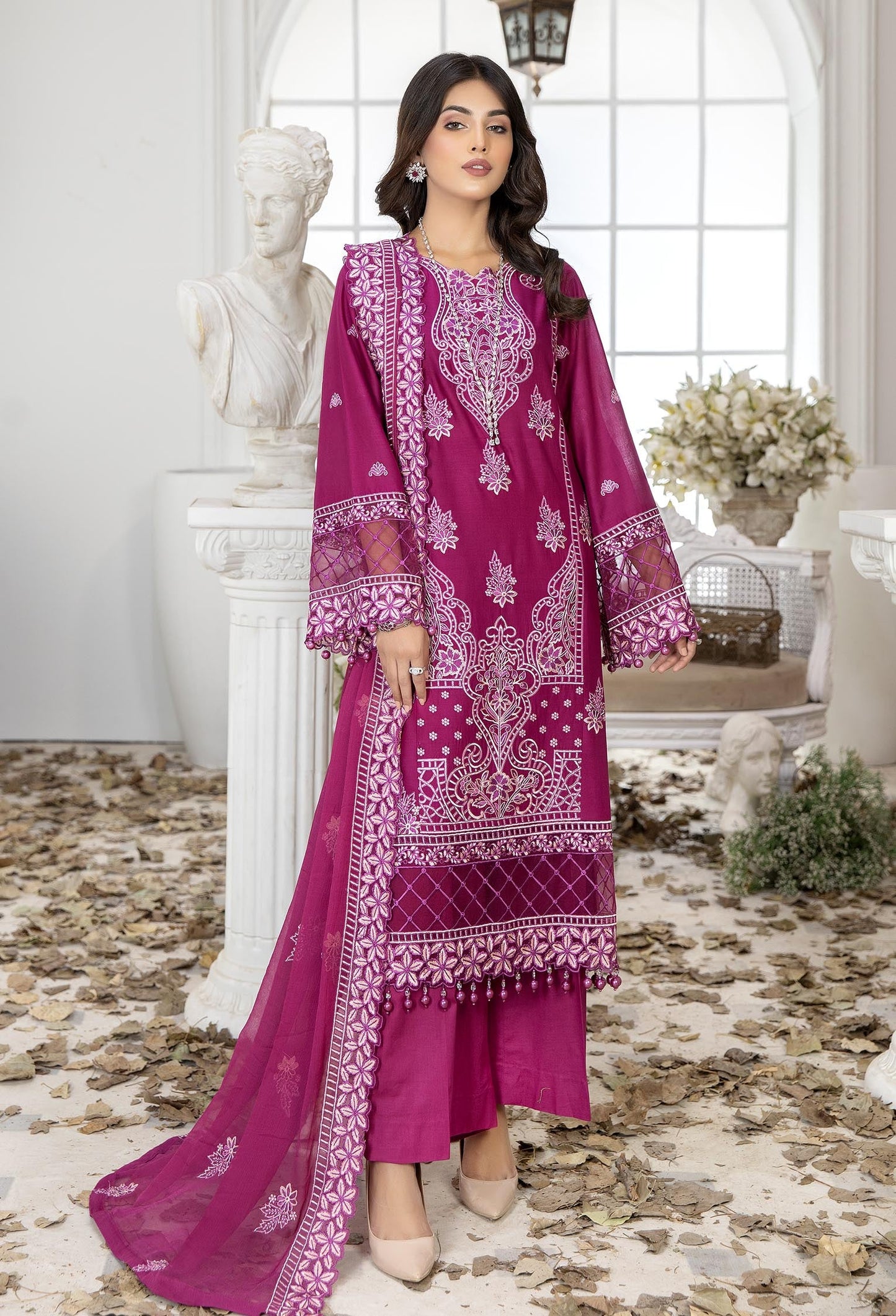Mulberry - Embroidered Unstitched Lawn