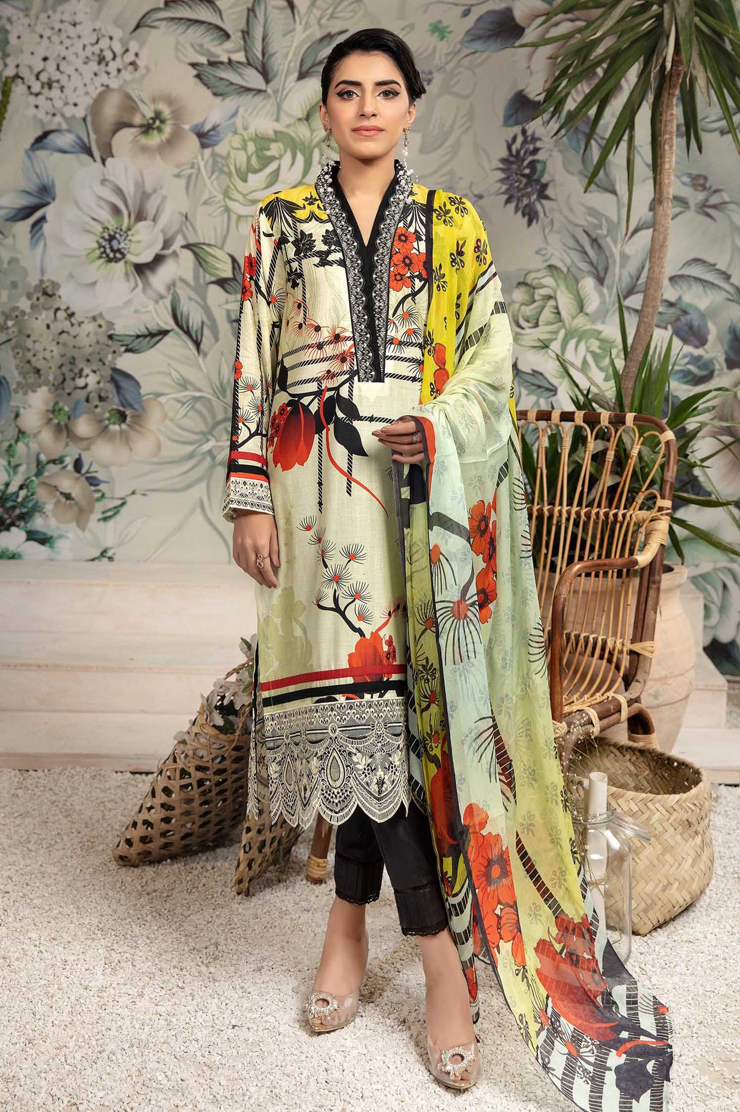 Chromium - Printed & Embroidered Lawn 3PC