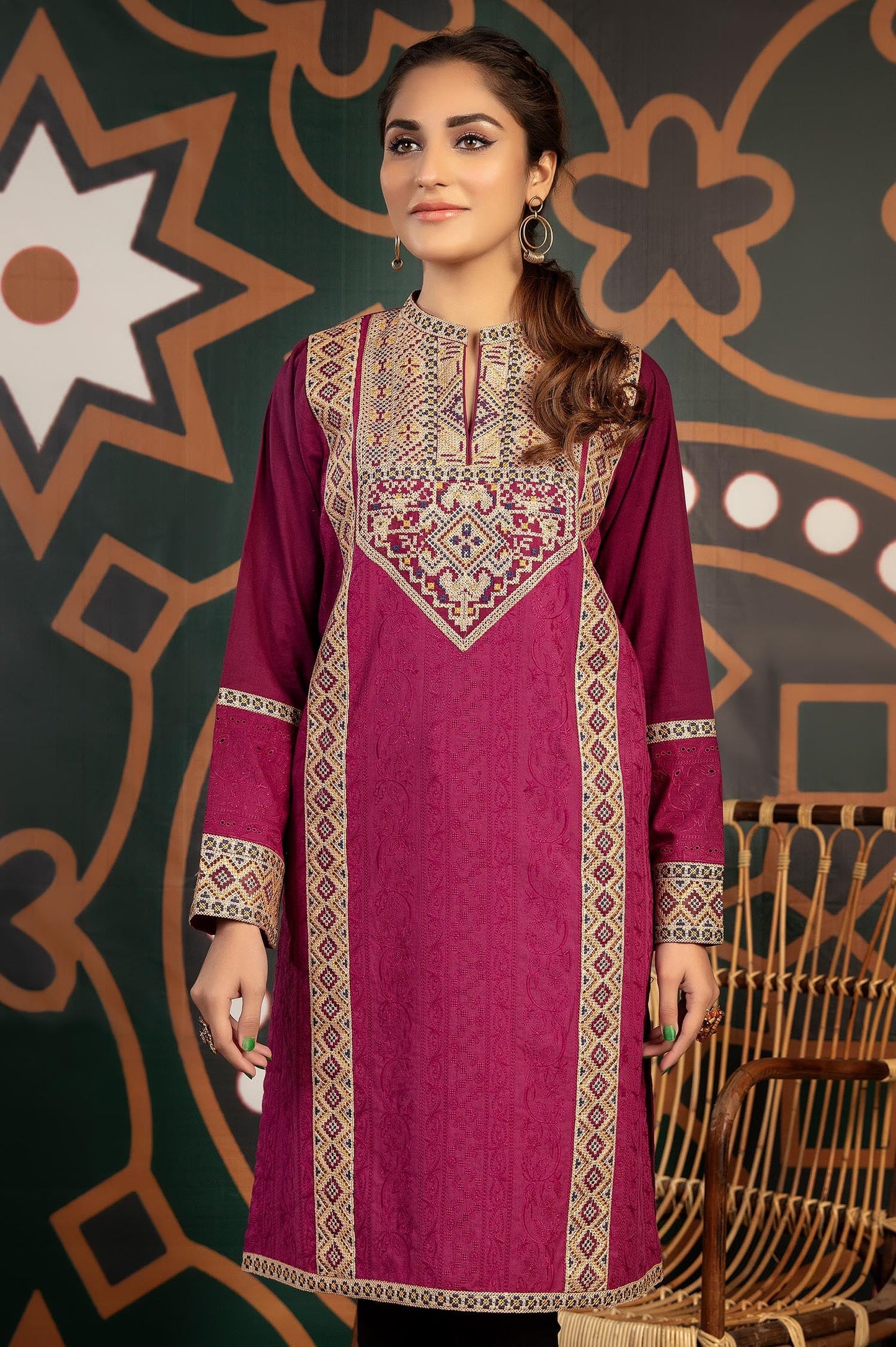 Brandy Rose - Exclusive Embroidered Lawn Stitch Kurti