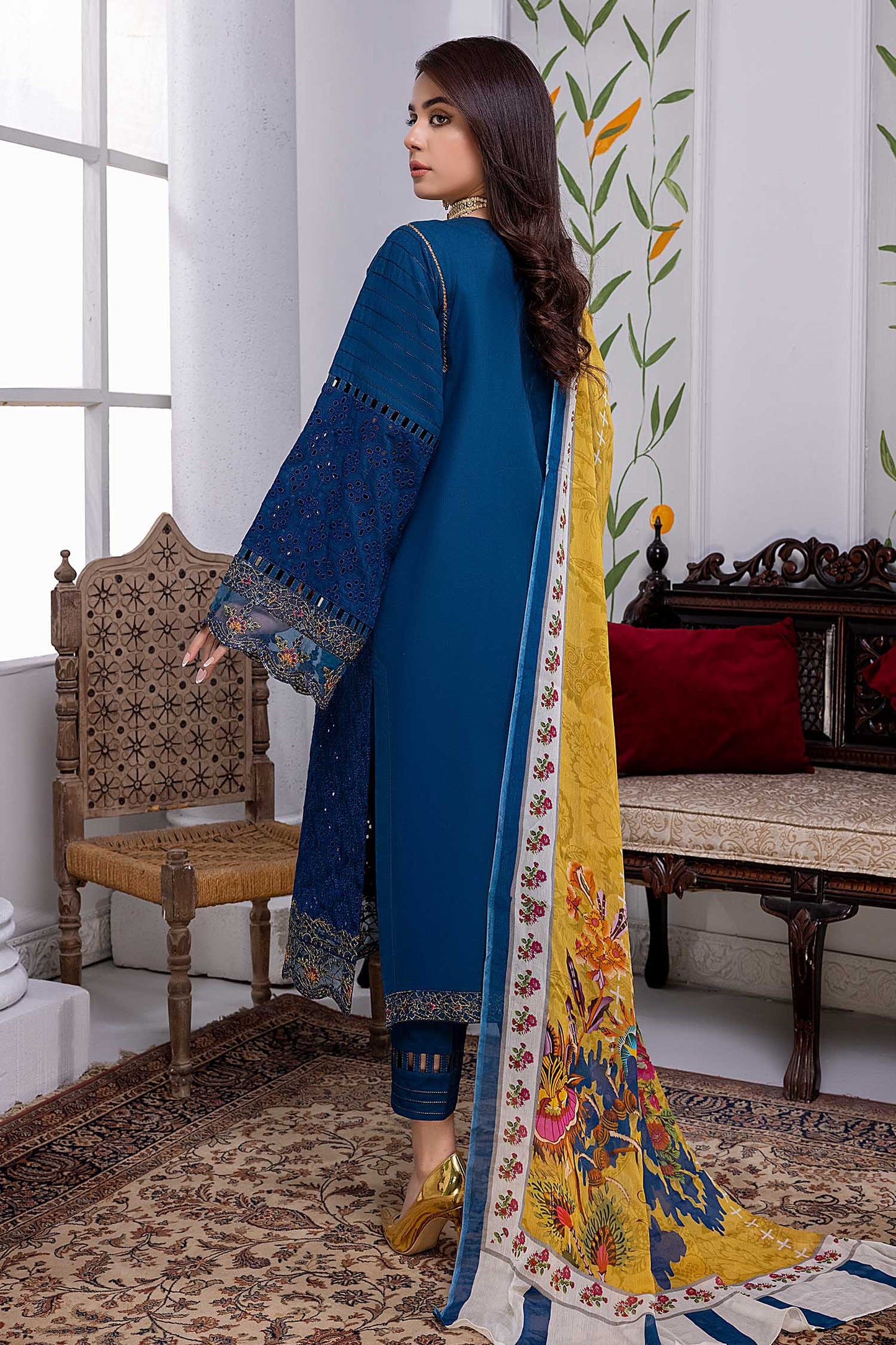 Nile Blue - Chikankari Embroidered Lawn Stitched 3PC
