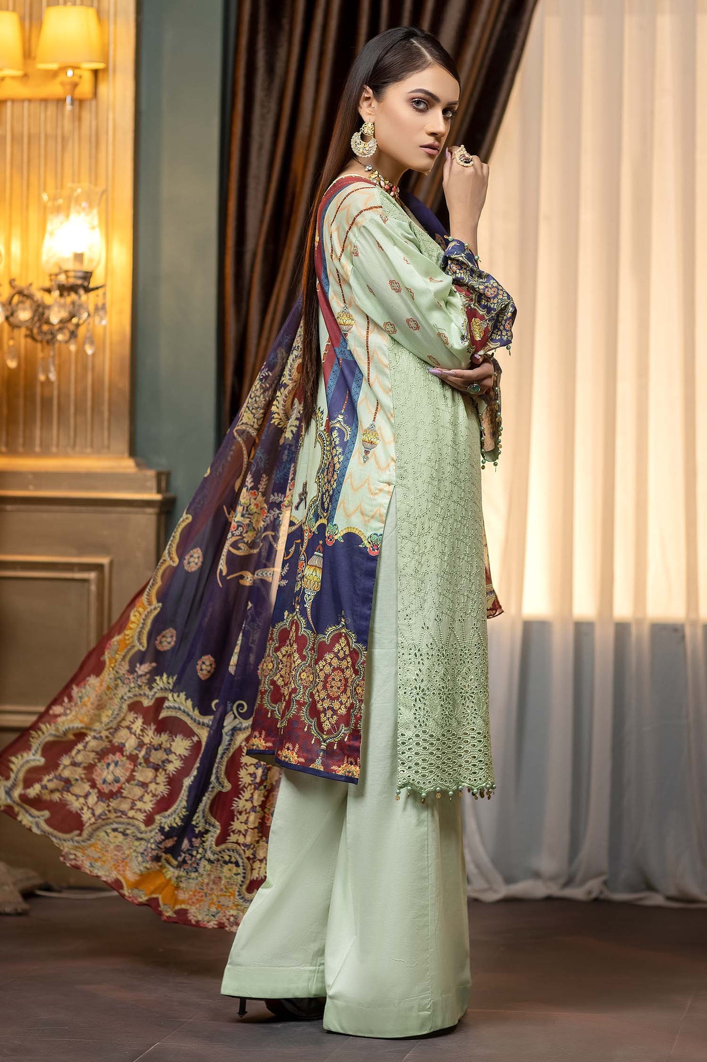 Clay Ash - Embroidered & Printed Lawn