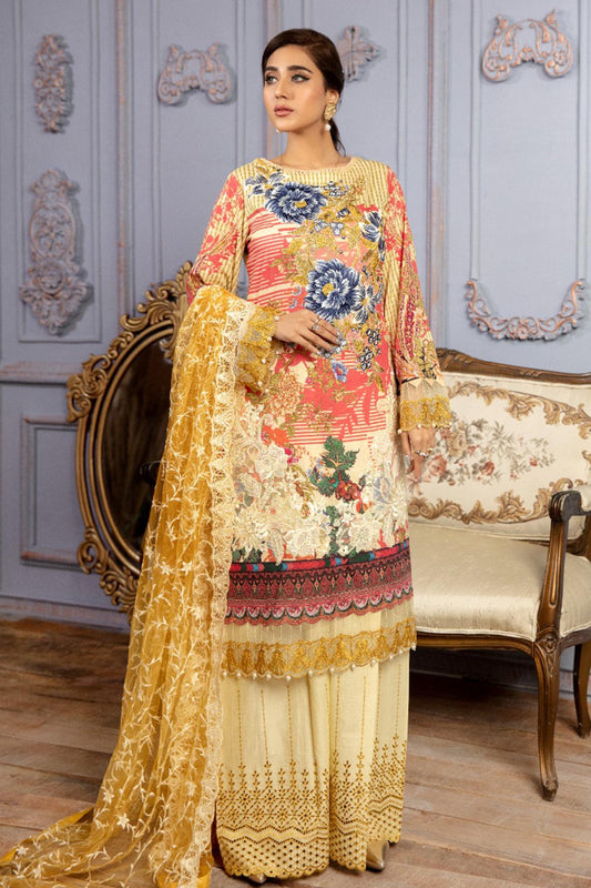 Fox Trot - Digital Printed & Schiffli Embroidered Lawn 3PC