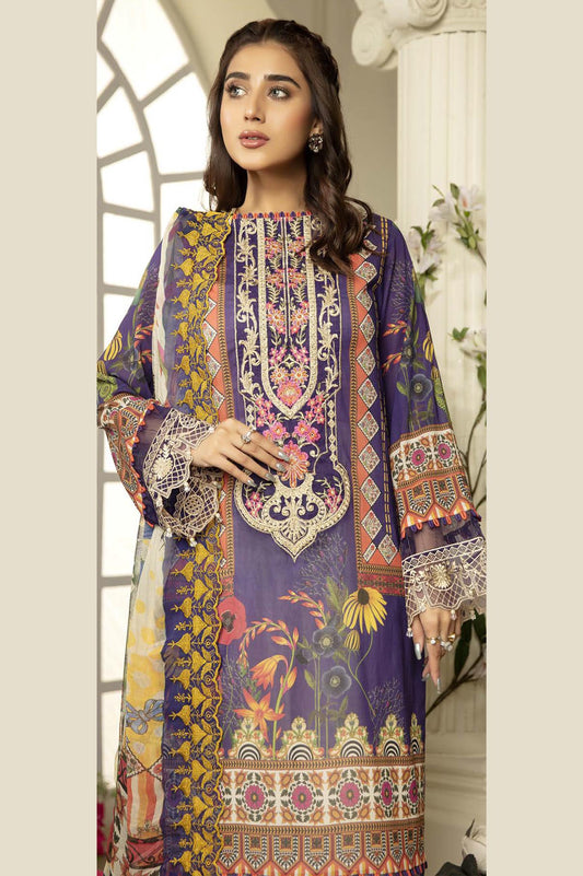 Snotin - Digital Printed & Embroidered Swiss Voil 3PC