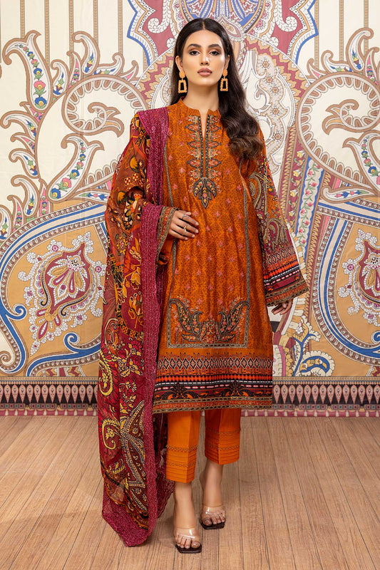 Dazzling Orange - Printed & Embroidered Lawn Pret 3PC