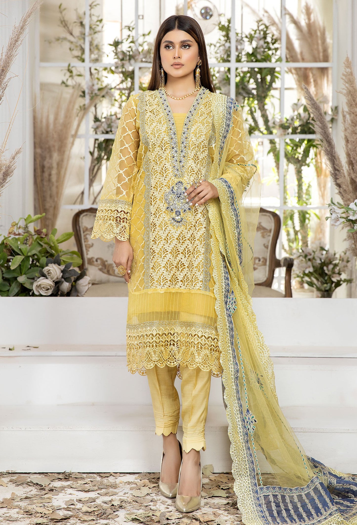 Luxor Gold - Embroidered Organza Pret