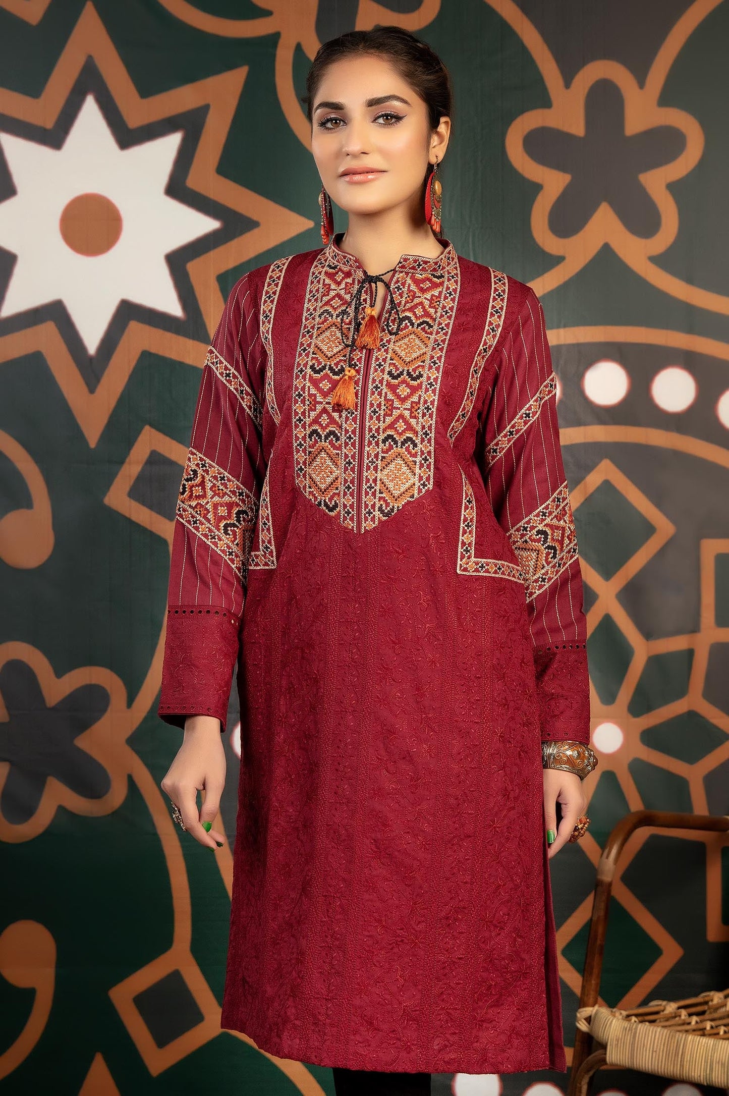 Old Brick - Exclusive Embroidered Lawn Stitch Kurti